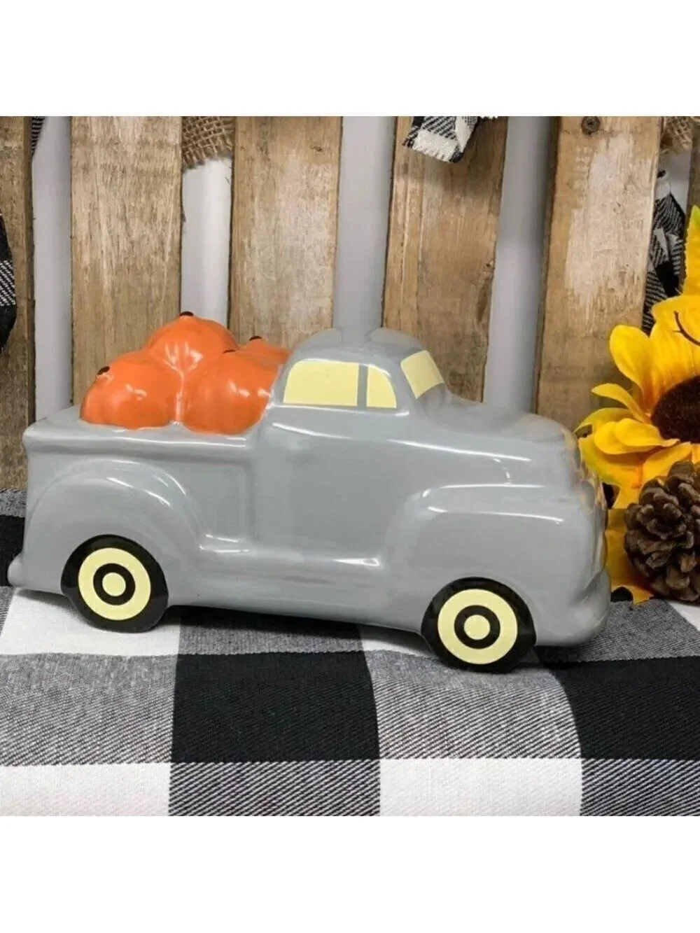 Farmhouse Pumpkin Hauling Truck Vintage Style Rustic Fall Holiday Decor Autumn